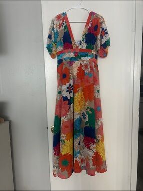 Billy J Baker Floral V-Neck Maxi Dress in Multicolor